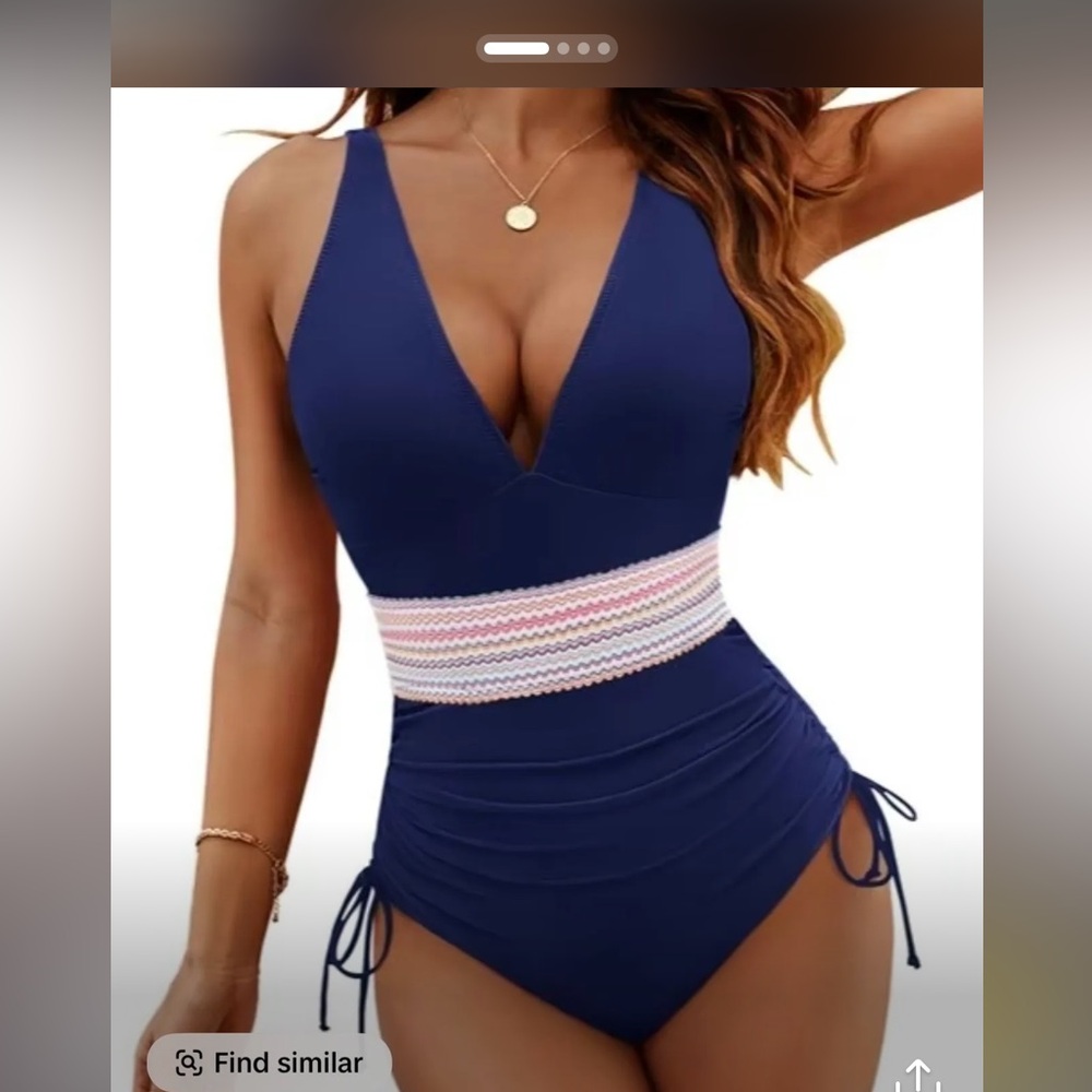 Elegant Navy Blue One-Piece Swimsuit